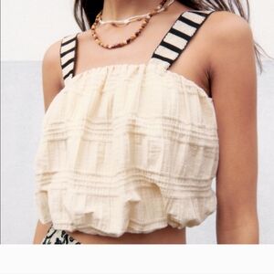 Zara Balloon Black Cream Crop Top